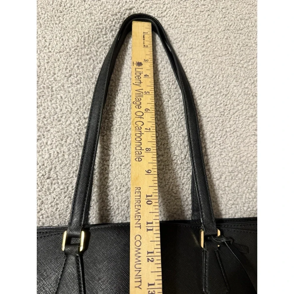 Tory Burch Robinson Black Saffiano Leather Tote Large Travel Business Purse Bag